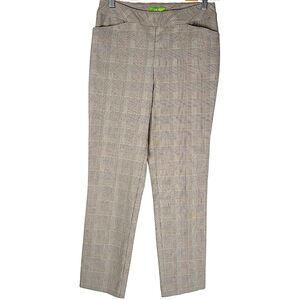 Swing Control Tan Plaid Slim Ankle Pull-On Preppy Golf Pants Women’s Size 6